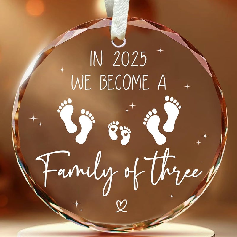 Fastpeace Family of Three Ornament 2025 - Baby First Christmas Ornament 2025 - Newborn Baby Boy, Girl - First Time Mom, Dad, Mommy, Daddy Gifts - Pregnancy, Newborn Gifts - Image 1